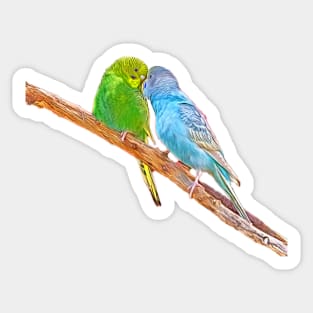 Cute budgies beaking Sticker